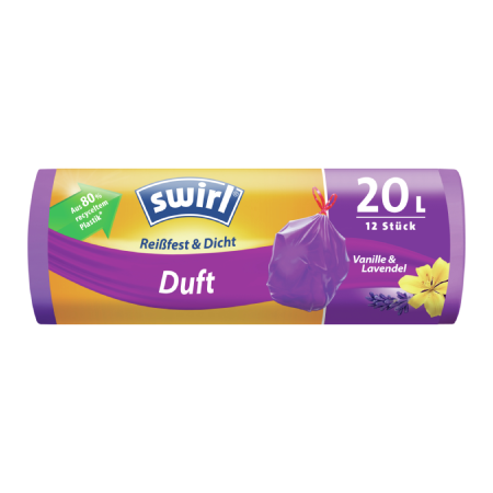 Swirl® Duft - Müllbeutel Reißfest, Vanille-Lavendel, 20 Liter